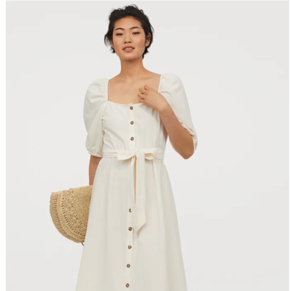 H&M Cream Crêped Cotton Dress